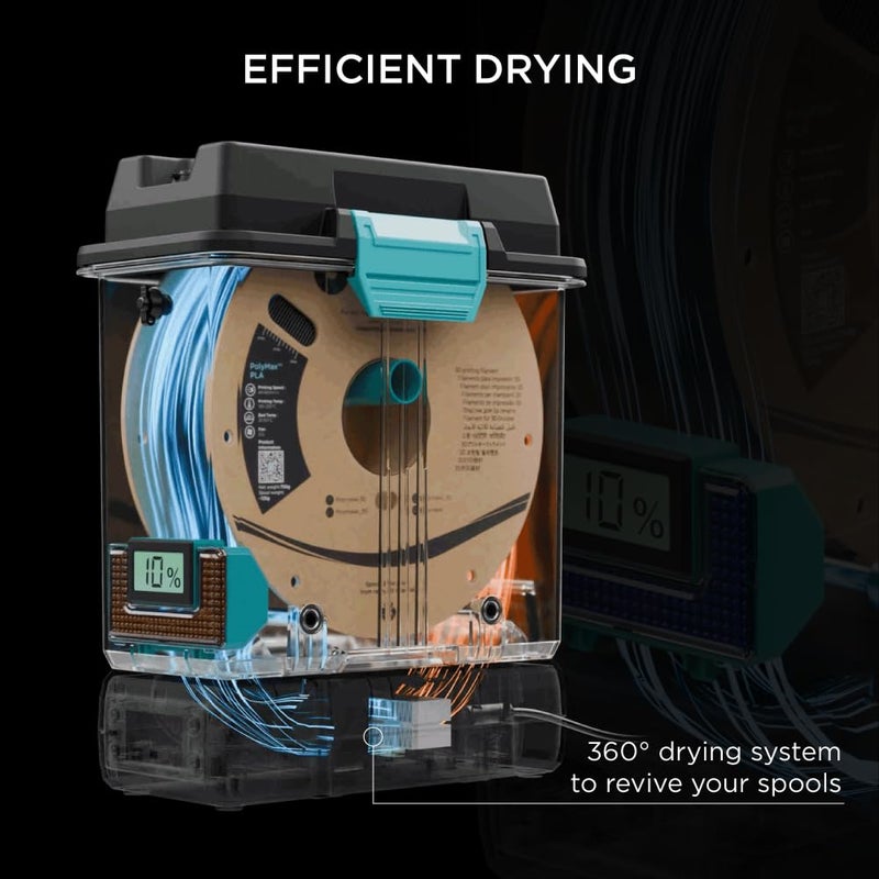 polymaker 3D Printing Filament Dryer and Storage Box - PolyDryer and PolyDryer Box for Filament Drying and Sealing with Heat Control, Compatible with PA Nylon, PLA, PVB, PETG, ABS, TPU 1.75mm 2.85mm - Image 2